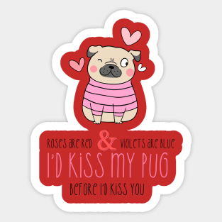 Funny Pug Valentine Sticker